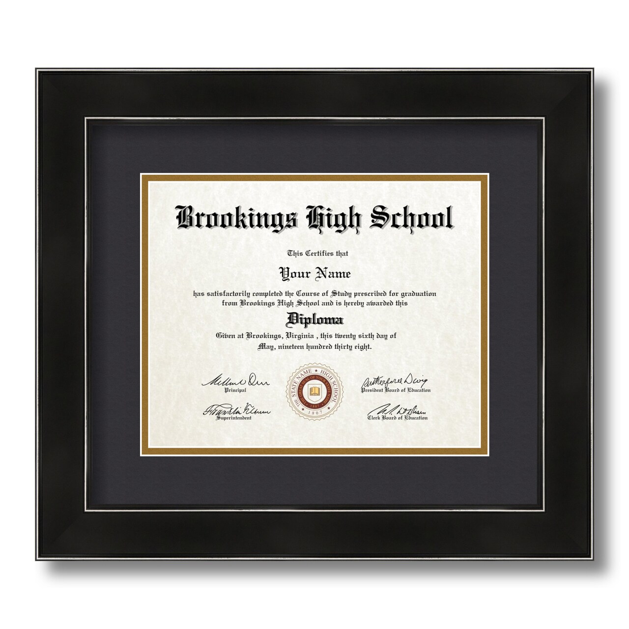 ArtToFrames 8x10 inch Diploma Frame - Framed with Black and Gold Mats, Comes with Regular Glass and Sawtooth Hanger for Wall Hanging (D-8x10)